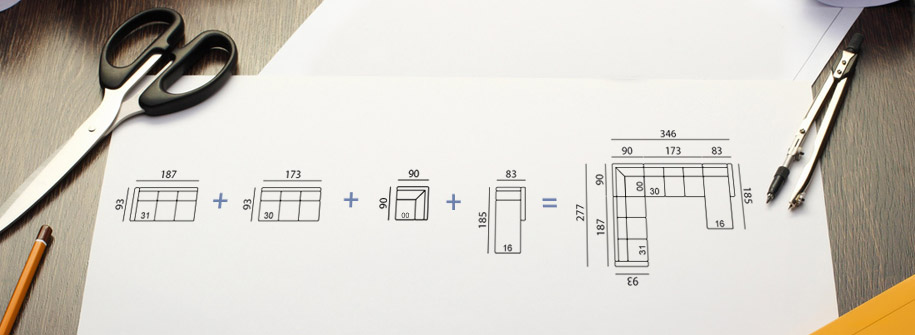 Typenplan individuelles Ecksofa