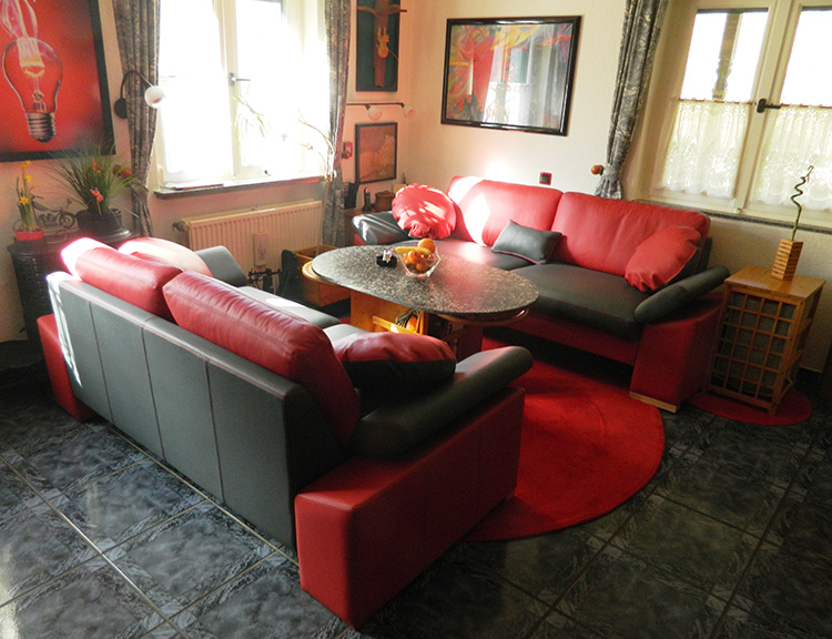 Kunde H.H. - Sofa Stella 227cm und 197cm breite in Leder mit Kontrastnähte klein